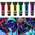 Body Paint-Paint Glow Darkness UV Black Light Reactive Glow Face, Set of 6 tubes Neon Fluorescent, 25 ml each tube. 