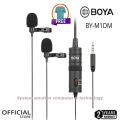 Boya BY-M1DM (Official 2Y Warr) Dual Omni-directional Lavalier Microphone with free tea shirt. 