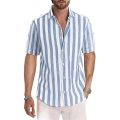 Spring and Summer New Fashion Men's Top Short Sleeve Stripe Polo Shirt T-shirt.