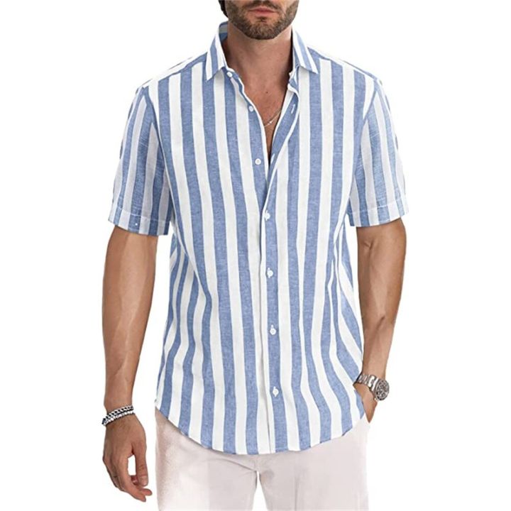 Spring%20and%20Summer%20New%20Fashion%20Men's%20Top%20Short%20Sleeve%20Stripe%20Polo%20Shirt%20T-shirt%20-%20Image%203
