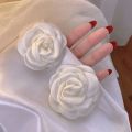 White Camellia Rose Hairpins Retro Brooch Flower Disc Hairclips Fabric Hair Clow Wedding Hair Bow Headwear Fashion Accessories.