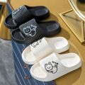 Summer Women Men's Slippers Indoor Bath Thick Platform Non-Slip Home Flip Flops Cartoon Cat Bear Beach Sandals Ladies Shoes.