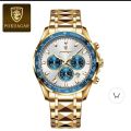 POEDAGAR 815 brand sports waterproof luminous date chronograph stainless steel quartz men's watch. 