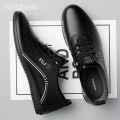 FUGUIJIXIANG Brand Men's Shoes Soft Bottom Soft Surface White Shoes Non-Slip Casual Leather Shoes for Men. 