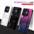 Quiberk for Infinix Smart 8 / Hot 40i Tempered Glass Hard Case Gradient Color Back + Soft Frame Shockproof Phone Cover.