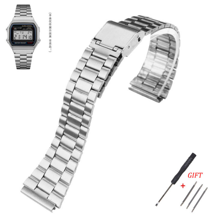 Watch Band for Casio F-91W F105 F108 A158W A168 AE1200 AE1300Good product Replacement Watchstrap Metal Band 18mm Stainless Steel Strap
