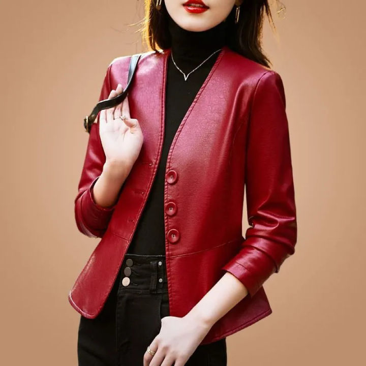 Women%20Leather%20Jacket%202024%20New%20Spring%20Autumn%20Small%20Stature%20High-end%20Design%20Waist%20Closing%20Temperament%20Short%20V-neck%20Leather%20Jacket%20-%20Image%202