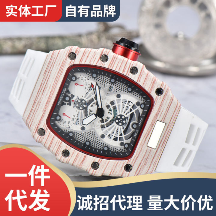 Hengbolong wood grain hollow men's watch new fashion business barrel quartz watch net red watch wholesale