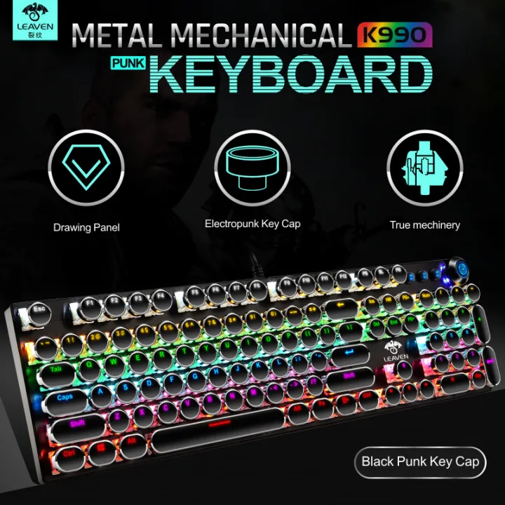 Girly%20Pink%20Steampunk%20Keyboard%20Sublimation%20Blue%20&%20White%20Wired%20Computer%20Knob%20Real%20Mechanical%20Keyboard%20Set%20-%20Image%206