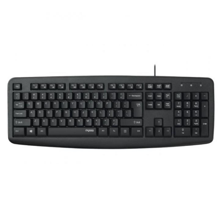 Rapoo NK2600 Spill-resistant Black Wired USB Keyboard