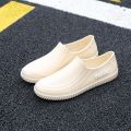 Spring and autumn fashion shallow rain boots women's anti-slip low-top flat rain boots plus fleece water boots kitchen work rubber shoes waterproof shoes. 