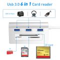 6 in 1 CF Card Reader for SD TF CF Compact Flash Card Adapter Multi Card Reading USB3.0 HUB for Laptop Computer Accessories. 