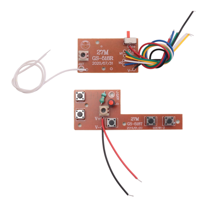 2PCS 5CH RC Remote Control 27MHz Circuit PCB Transmitter and Receiver Board Car Radio System Accessories 20-25M