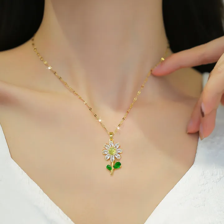 Luxury%20Ladies%20Crystal%20Flower%20Shaped%20Necklace%20and%20Earring%20Women's%20Metal%20Jewelry%20Accessories%202pcs%20Girls'%20Versatile%20Set%20-%20Image%204