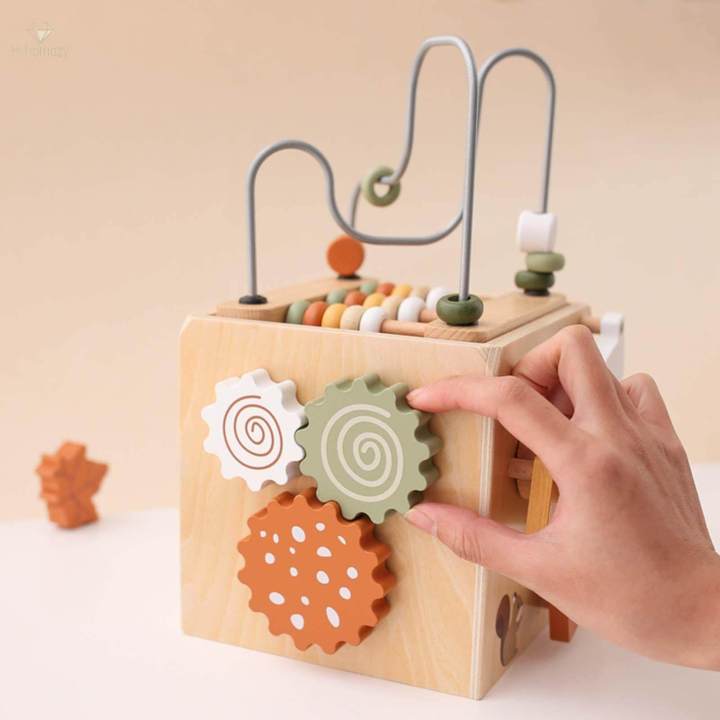 Wooden Activity Cube Toys Color Learning for Baby Year Old