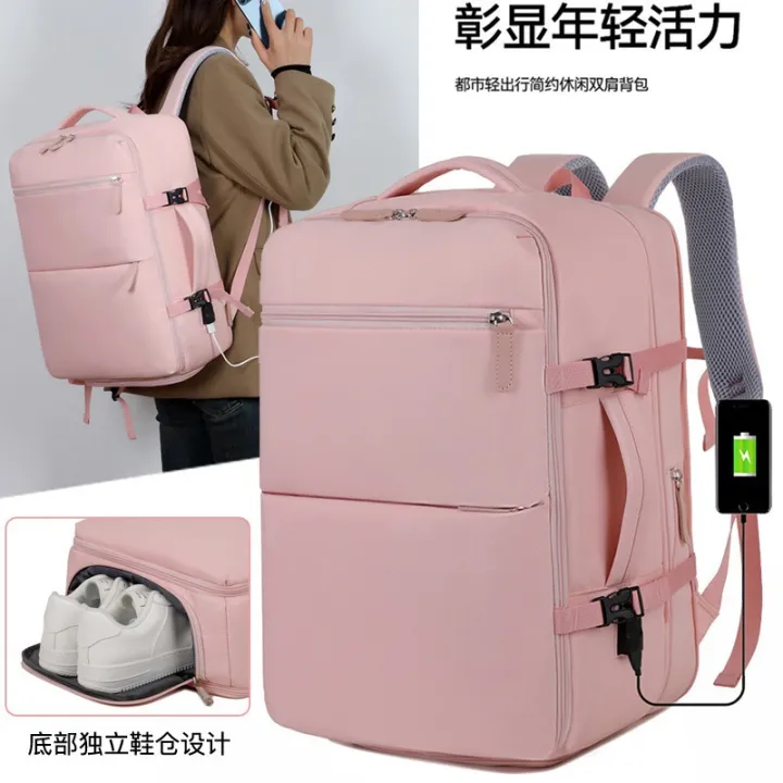 Cross-border casual backpack can be expanded for business trips, multi-functional backpack, large-capacity water-repellent fashion backpack