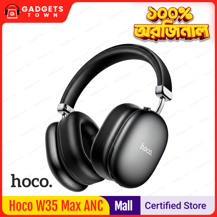 HOCO | W35 Max ANC Over-Ear Headphones | Bluetooth 5.4 (JL7006F4) | 40mm Drivers, Active Noise Cancelling | 90h Battery (45h ANC On), 800mAh | Type-C Charging, AUX & TF Card | Built-in Mic | For Android, iPhone & PC