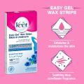 Veet Wax Strips for Bikini Line & Underarm, 16 One-Side Strips (2 Strips Patched Together X 8) & 4 Perfect Finish Wipes for Long Lasting Smoothness, Sensitive Skin, Made in France. 