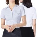 Women's Office Work Shirts Short Sleeve Button Down Lapel Blouse Summer Classic-Fit Tops Ladies Business Blouses.