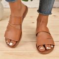 European and American style new sandals women's foreign trade plus size 2024 spring and summer casual wear pullover toe strap flat slippers.
