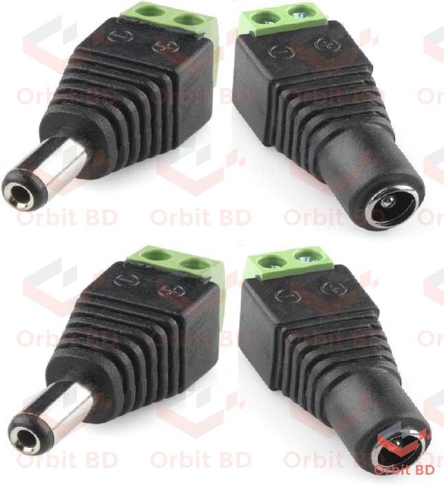 1Pair- Barrel Male Female DC Power Jack Socket 2.1mm Plug To 2 Pin Screw Terminal Power Supply Barrel Adapters For LED Strip Cables