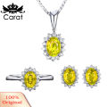 Carat Women Rhinestone Inlaid Oval Pendant Necklace Earrings Open Ring Jewelry Set. 