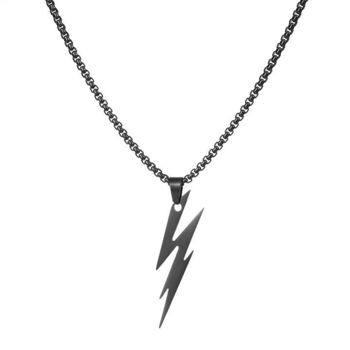 Stylish%20Chain%20Friends%20Black%20Steel%20%20Lightning%20Bolts%20Chain%20Necklace%20For%20Men%20-%20Image%205