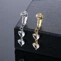 1Pc Belly Button Ring Belly Piercing Two Crystal Heart Clip On Umbilical Non Navel Pircing Cartilage Earring Clip. 