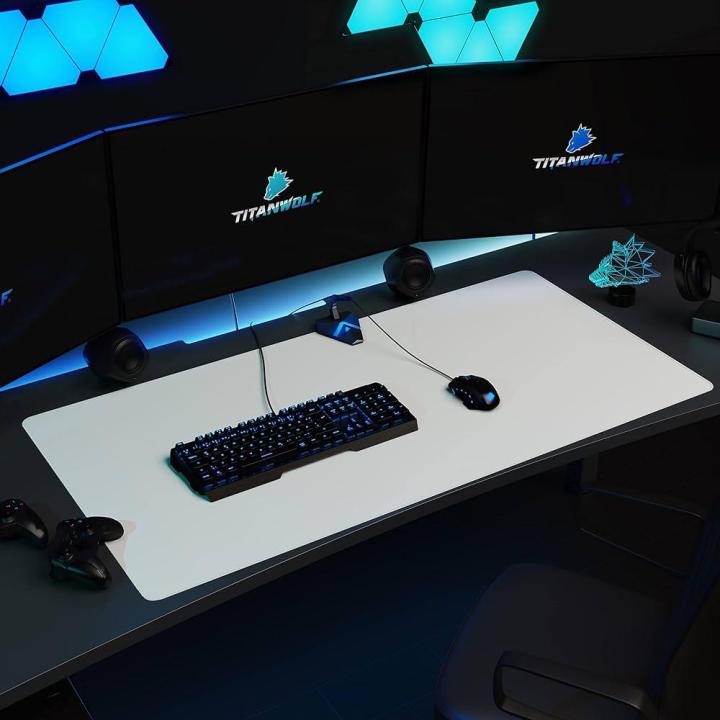 SOLID WHITE -XXL Mouse Mat - 900 mmx 400mm x 2 mm Mouse Pad – Extra Large Speed Gaming Mousepad - Table Mat Large Size - improved Precision and Speed – Design White