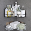 Bathroom Corner Storage Shelves Wall Mounted Rack Shampoo Holder Iron Shower Drain Basket Punch-Free Organizer_The Asia Express.