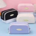 Creative Large Capacity Double Layer Canvas Pencil Case Waterproof Durable Zipper Closure Macron Color Pencil Bag Student School Supplies.