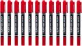 Dual Tip Permanent Marker 12 Pcs Red. 