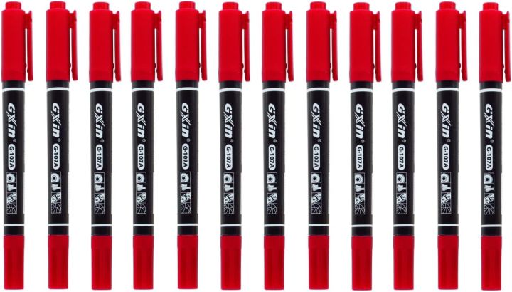 Dual%20Tip%20Permanent%20Marker%2012%20Pcs%20Red%20-%20Image%202