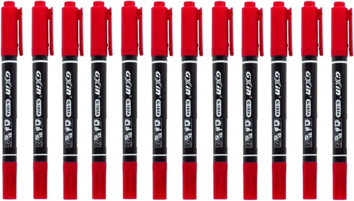 Dual%20Tip%20Permanent%20Marker%2012%20Pcs%20Red%20-%20Image%202