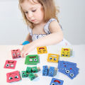Kids' Face Change Expression Puzzle Building Blocks Montessori Cube Table Game Toy Early Educational Toys for Children Gifts. 