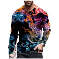 3D Digital Printed T-shirt Men Personality Visual Graffiti Pullover Long Sleeve T Shirts Super Cool Tops Tees Washed Graphic Tee.