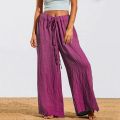 Lavish indulgent - Womens Cotton Linen Trousers Ladies Elasticated Loose Wide Leg Pants Palazzo - Sensible - Must Have - Durablity Assurance.
