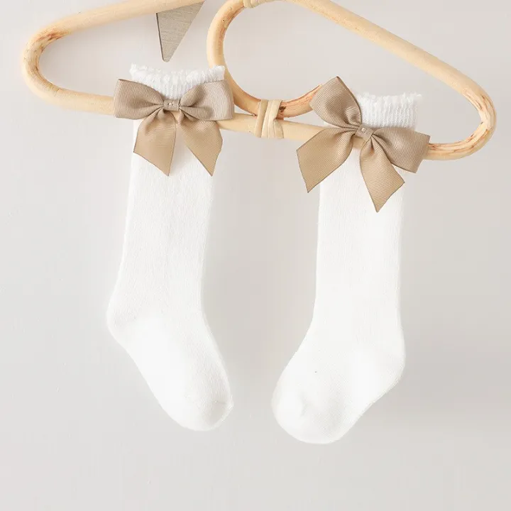 Baby%20Socks%20With%20Bow%20Breathable%20Solid%20Color%20Summer%20Mesh%20Girl%20Knee%20High%20Socks%20-%20Image%202