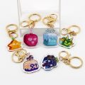 Anime Game Blox Fruits Keychain Toy Fruit Leopard Pattern Box Cartoon Toy Pendant Acrylic Fruits Toy Birthday Gift for Children.