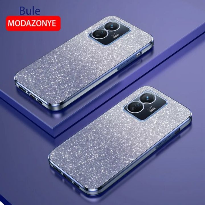 lthmy for VIVO Y77 5G case electroplating colorful soft glitter TPU cellphone cover luxury phone casing