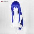 Anime Teruhashi Kokomi Cosplay Wig 60cm Long Blue Straight Wigs Heat Resistant Synthetic Wig Women Role Play Wig + Wig Cap. 