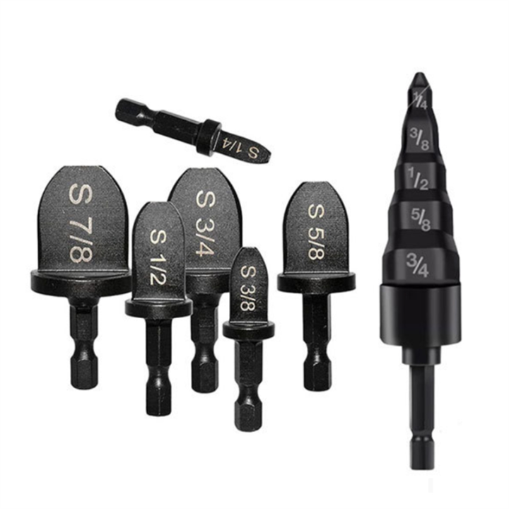 7Piece Black Steel Manual Copper Pipe Swaging Tool Drill Bit 5 in 1 Air Conditioner Copper Pipe Expander