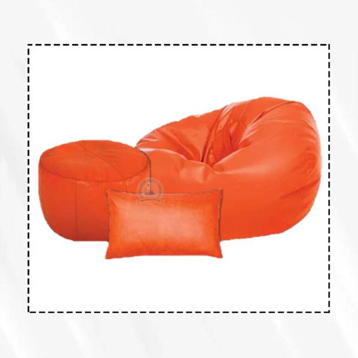 bean bag sofa bean bag chair XXL pumkin shape bean bag with footrest  pillow, premium quality combo set Colour: orange
