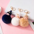 Pompom Sleeping Baby Keychain Cute Fluffy Plush Doll Keychains Women Girl Bags Keyrings Cars Key Ring Key Chain Dropshipping. 