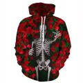 Green Flame Black White Skull Head Fire Red Rose Skeleton Punk Style Men 3D Hoodie Women Casual Hooded Sweatshirt Pullover. 
