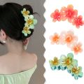 Fashion Gradient Color Egg Flower Hair Clip Simple Style Hair Accessories Shark Clip Transparent Headwear Flower Shape Claw Clip. 