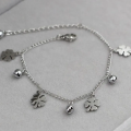Trendy Adjustable Fashionable Anklets for Girls Simple Stylish Foot Jewelry - Four Leaf Clovers Bells Chain Anklet for Women Anniversary Gift for Wife Girlfriend. 
