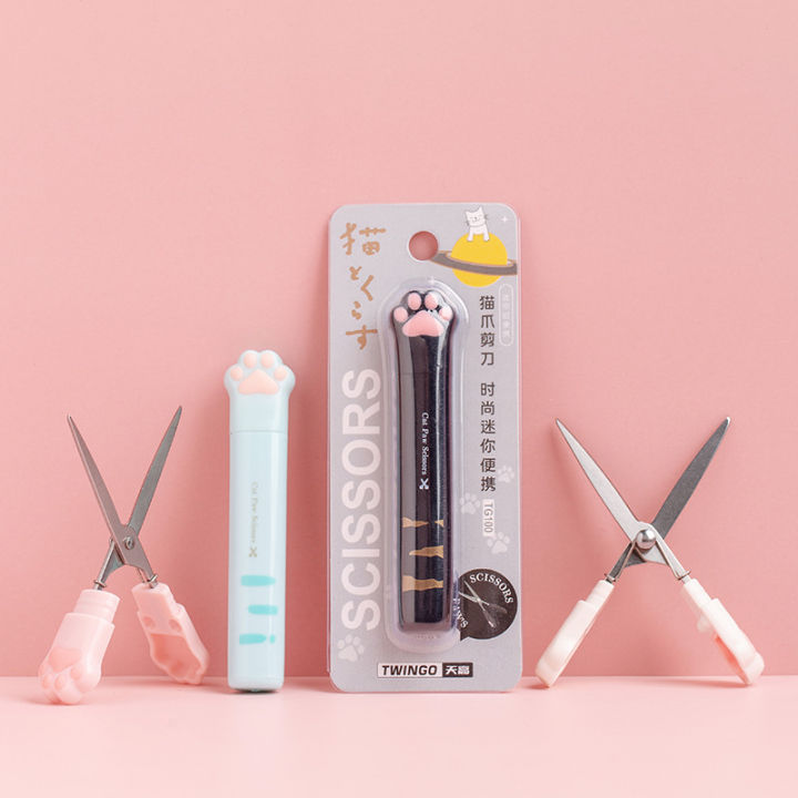 RHS Online Mini Cute Cat Paw Scissors Stainless Steel Cutters Portable Unboxer Paper Cutting Journaling