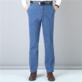 Peking Story Jeans Man Middle-aged Denim Jeans Casual Middle Waist Loose Long Pants Male Straight Jeans Classical Big Size 40 41. 