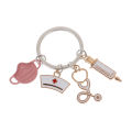 Doctor Keychain Medical Tool Key Ring Syringe Stethoscope Nurse Cap Key Chain.
